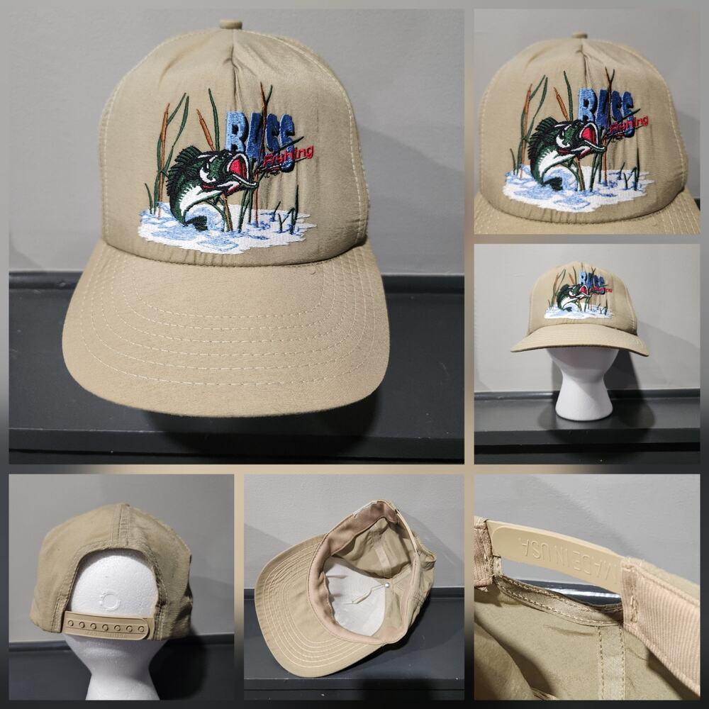 VTG 90s Bass Fishing‎ USA Made Adjustable Snapback Hat Cap 1990s OSFS One Size